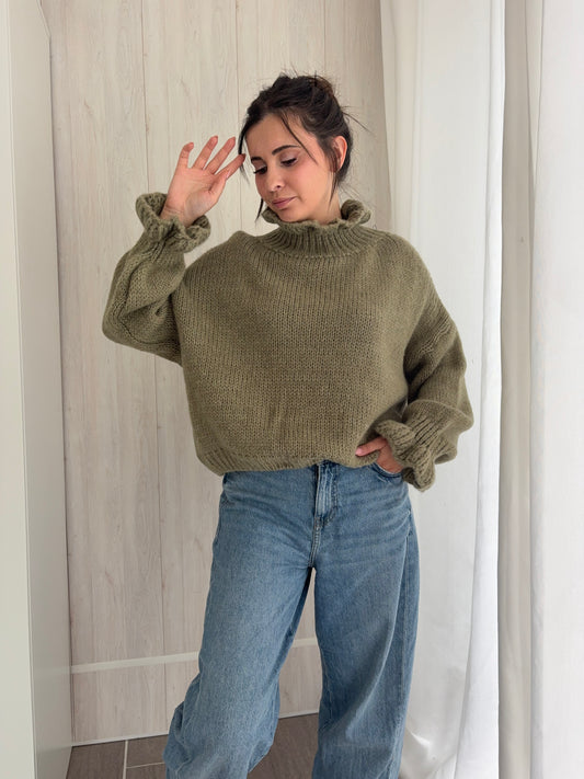 Pull Alba en maille ultra-douce – Kaki