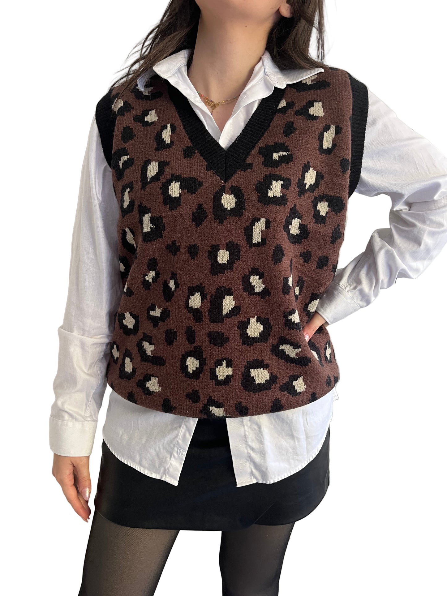 Pull sans manche Léopard