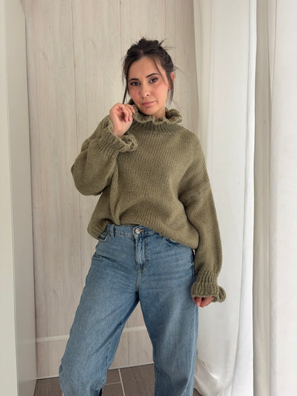 Pull Alba en maille ultra-douce – Kaki