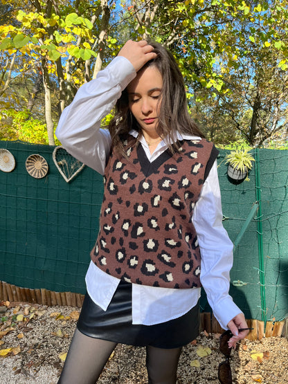 Pull sans manche Léopard