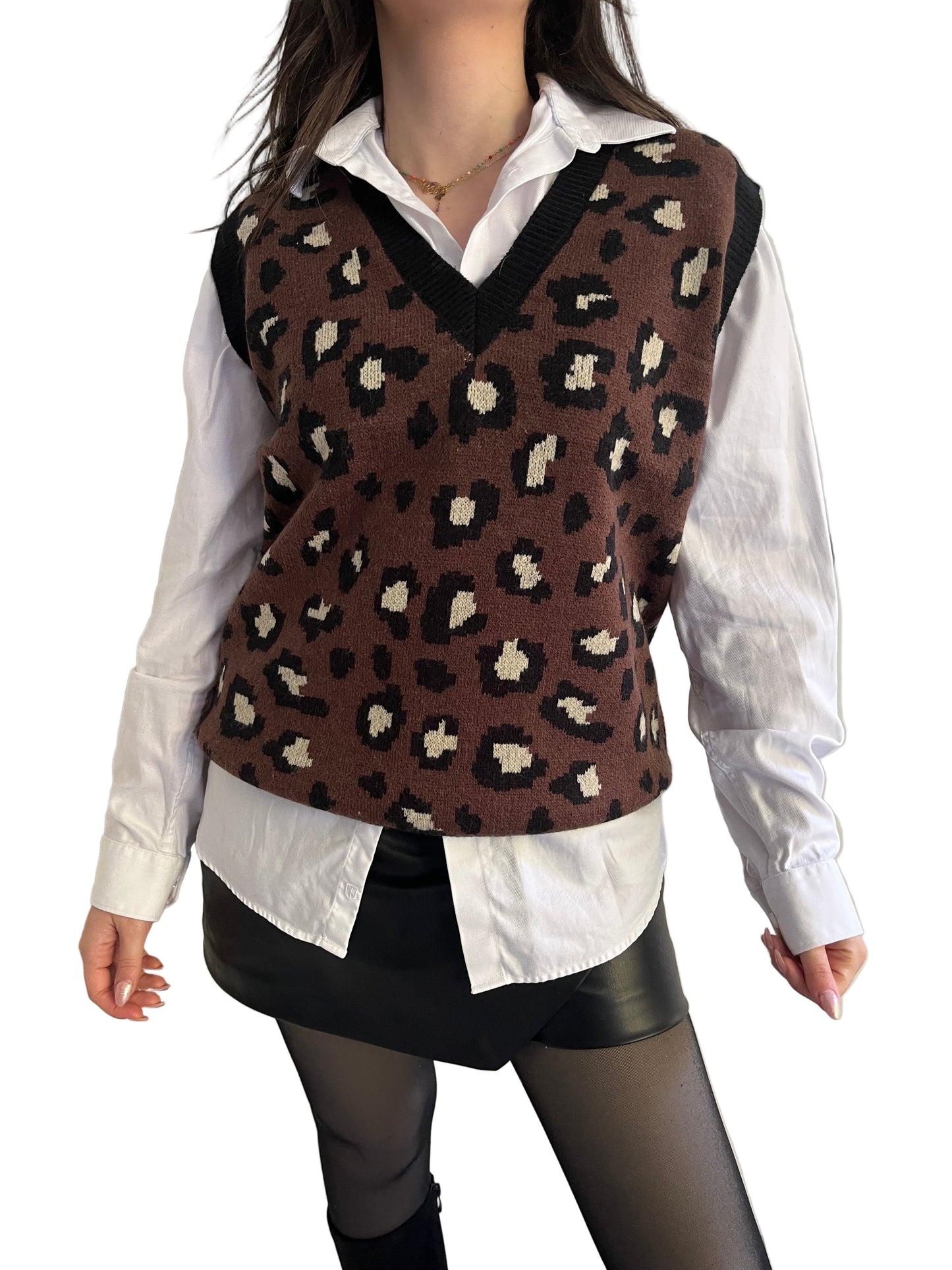 Pull sans manche Léopard