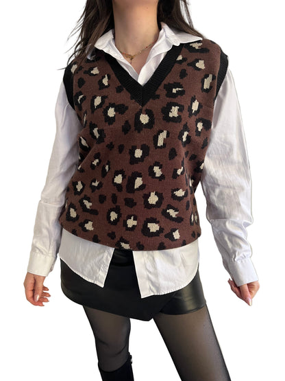 Pull sans manche Léopard