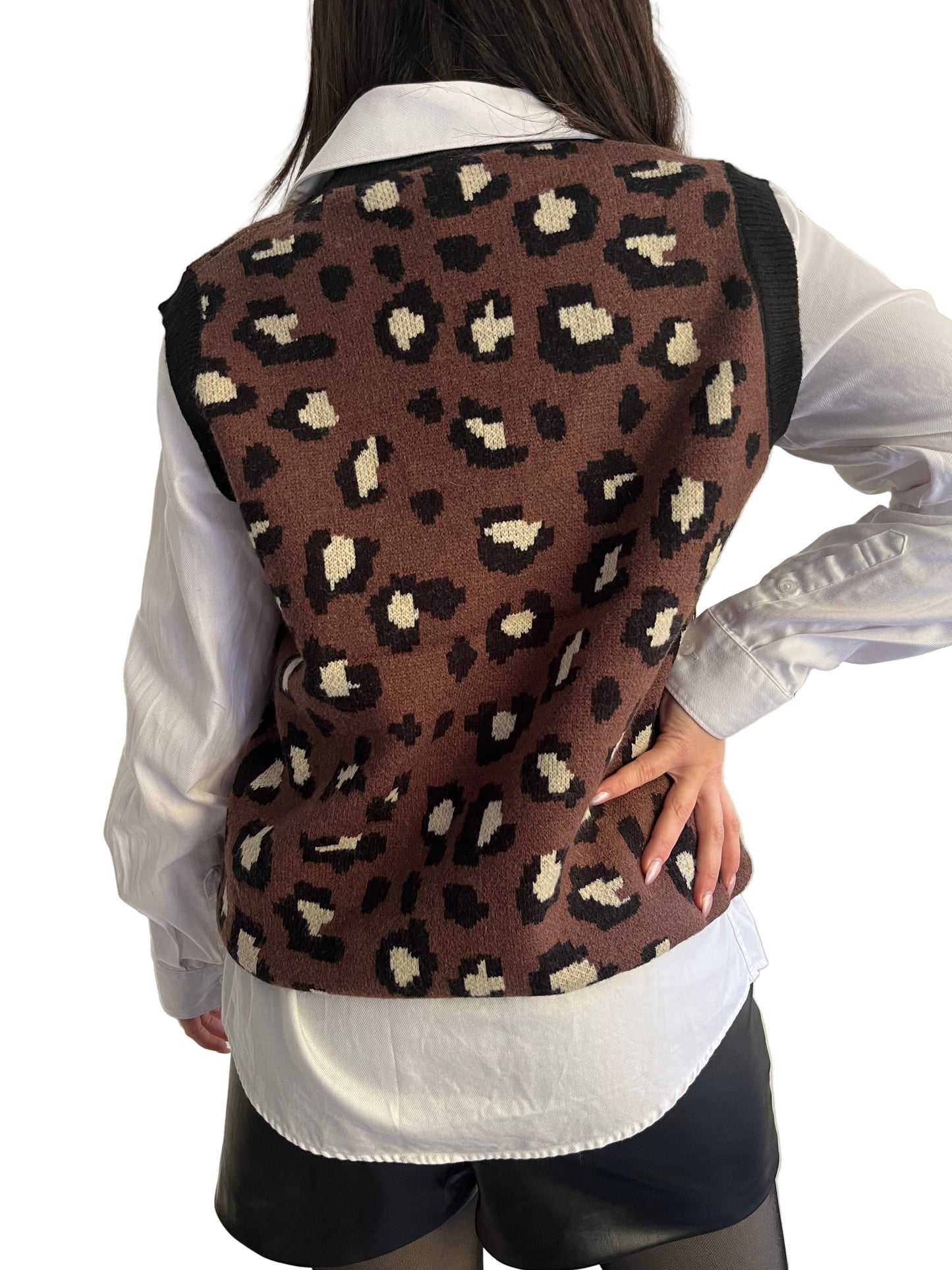 Pull sans manche Léopard
