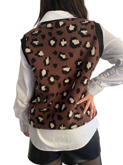 Pull sans manche Léopard