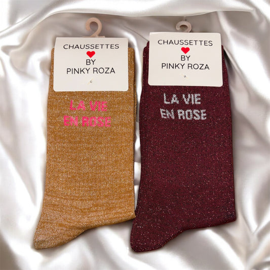 Chaussettes à paillettes La vie en rose