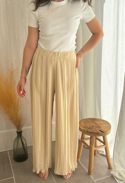 ✨ Pantalon Fluide Plissé Beige ✨