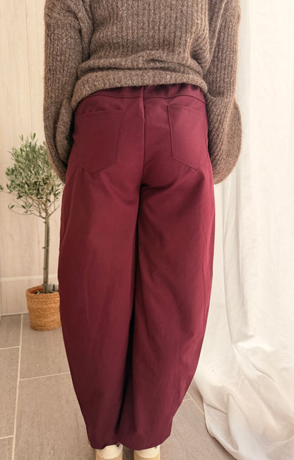 Pantalon Ballon Bordeaux – Cœurs argentés