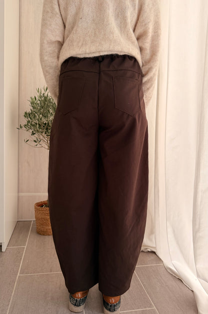 Pantalon Ballon marron – Cœurs argentés