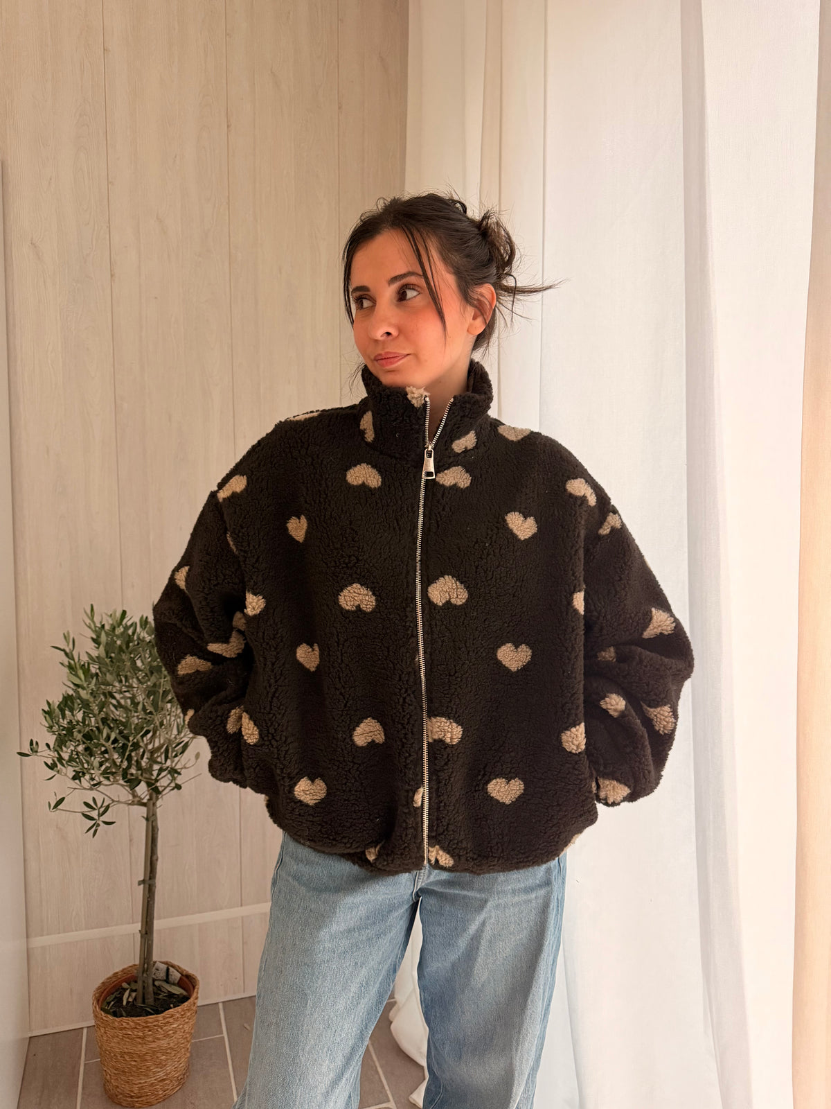 Veste Moumoute Marron – Cœurs Beiges