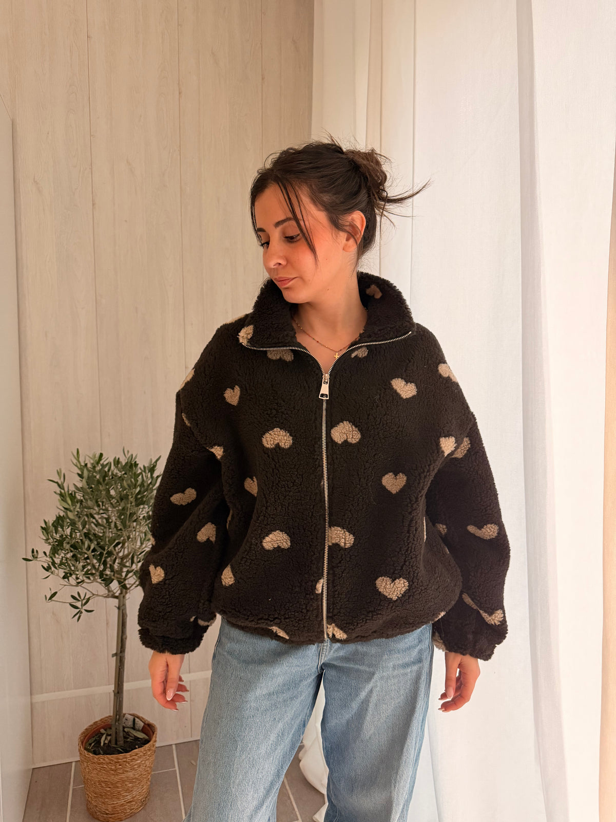 Veste Moumoute Marron – Cœurs Beiges