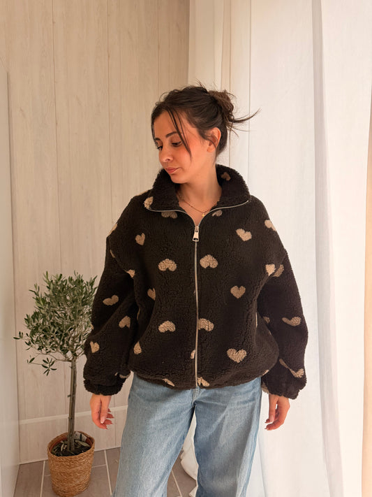 Veste Moumoute Marron – Cœurs Beiges